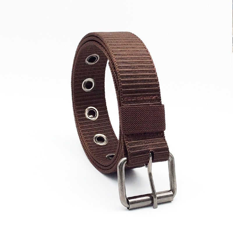 Cinturón de lona con hebilla de pin para hombre, venta al por mayor de fábrica, en stock, cinturón deportivo informal transpirable de lona, venta al por mayor de correas