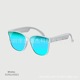 White round frame ice blue lenses