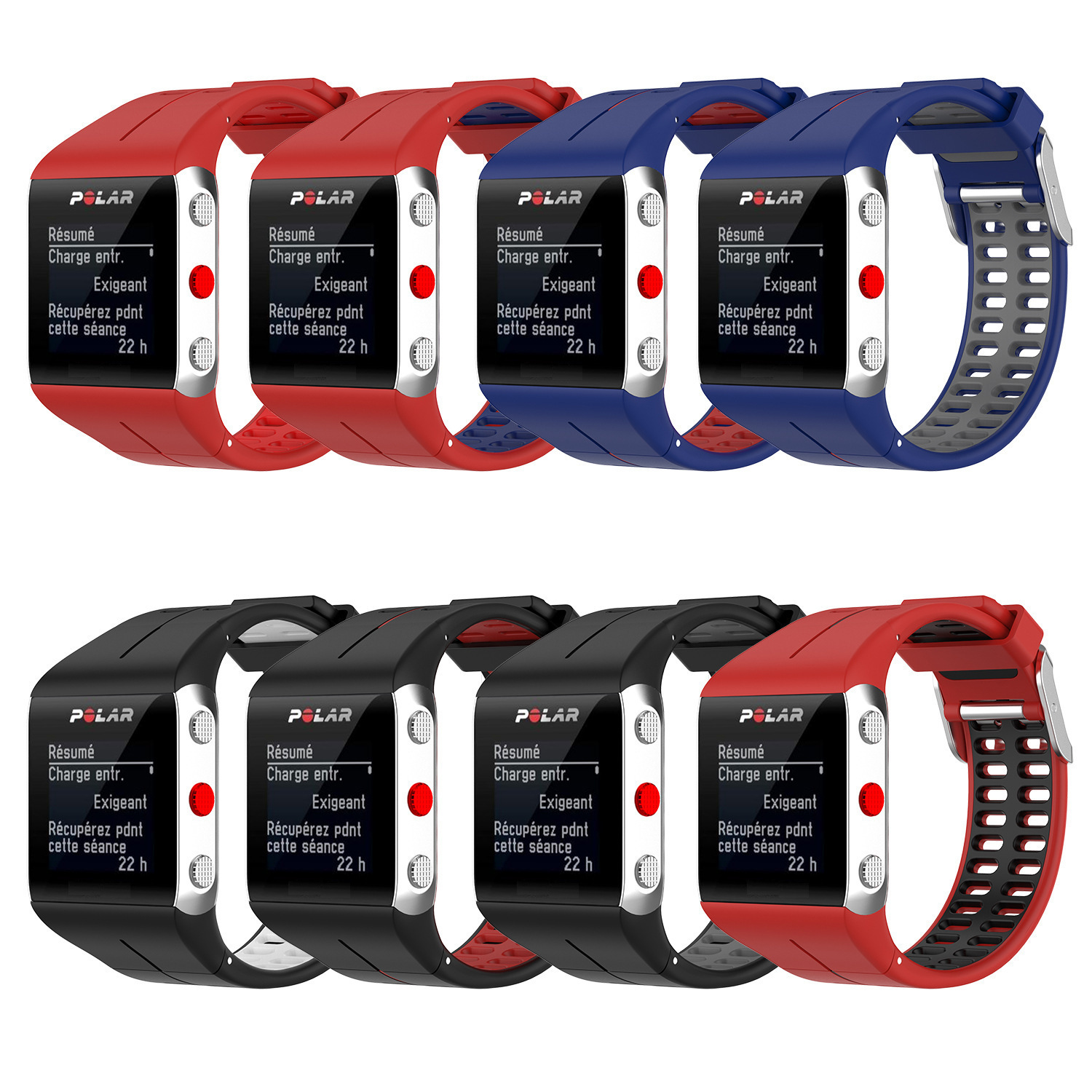 Suitable for Boneng Polar V800 GPS Smart Watch Steel Buckle Two-color Strap Replacement Wristband in stock