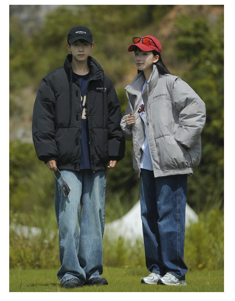 Gilet unisex staccabile a doppia manica in cotone, marchio alla moda, di nicchia, per studenti, caldo, antivento, vestibilità ampia, piumino_voghion.com