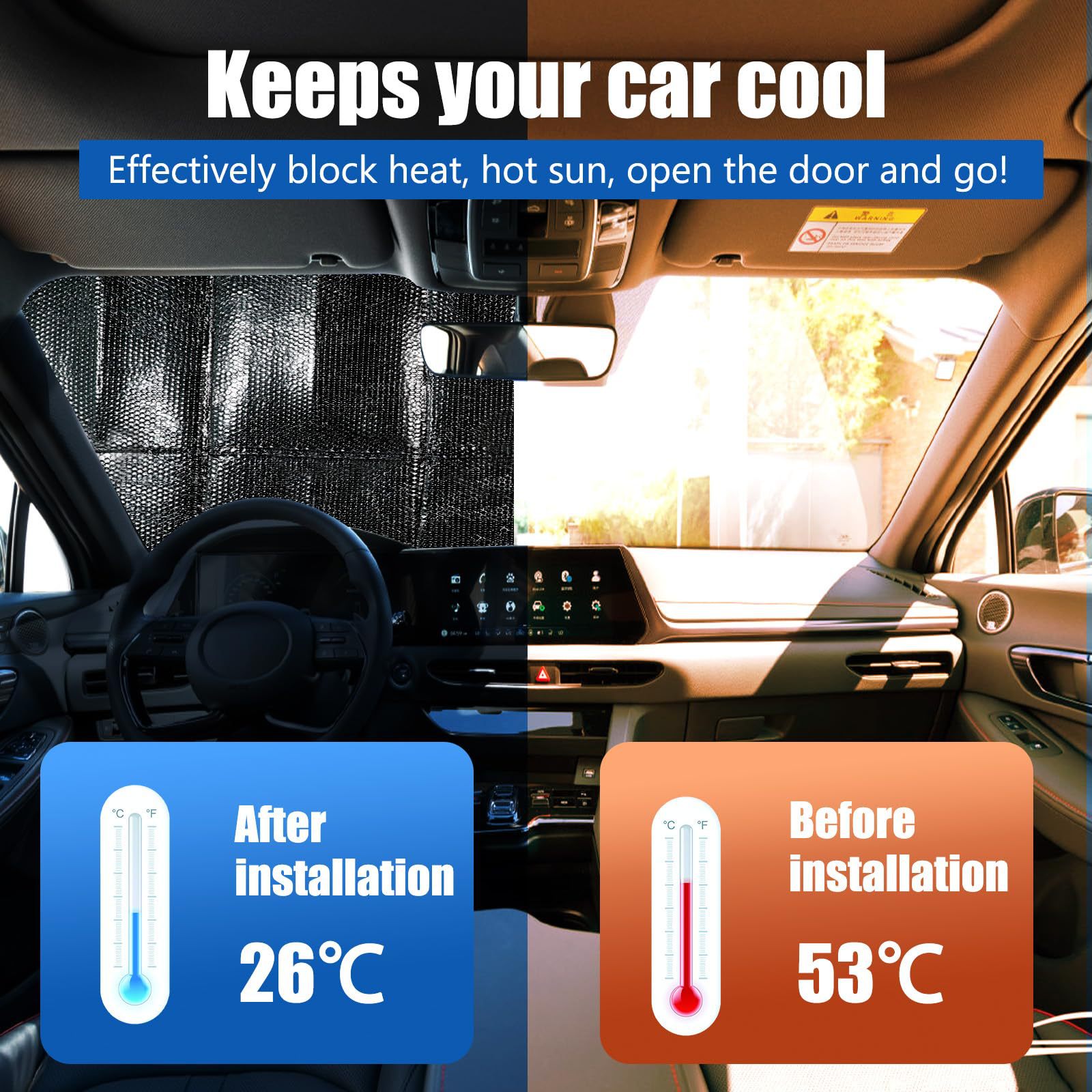 Convenient Folding Storage Sun Protection Aluminum Foil Universal Heat Insulation Car Sun Protection Front Sunshade Summer Car Sun Visor