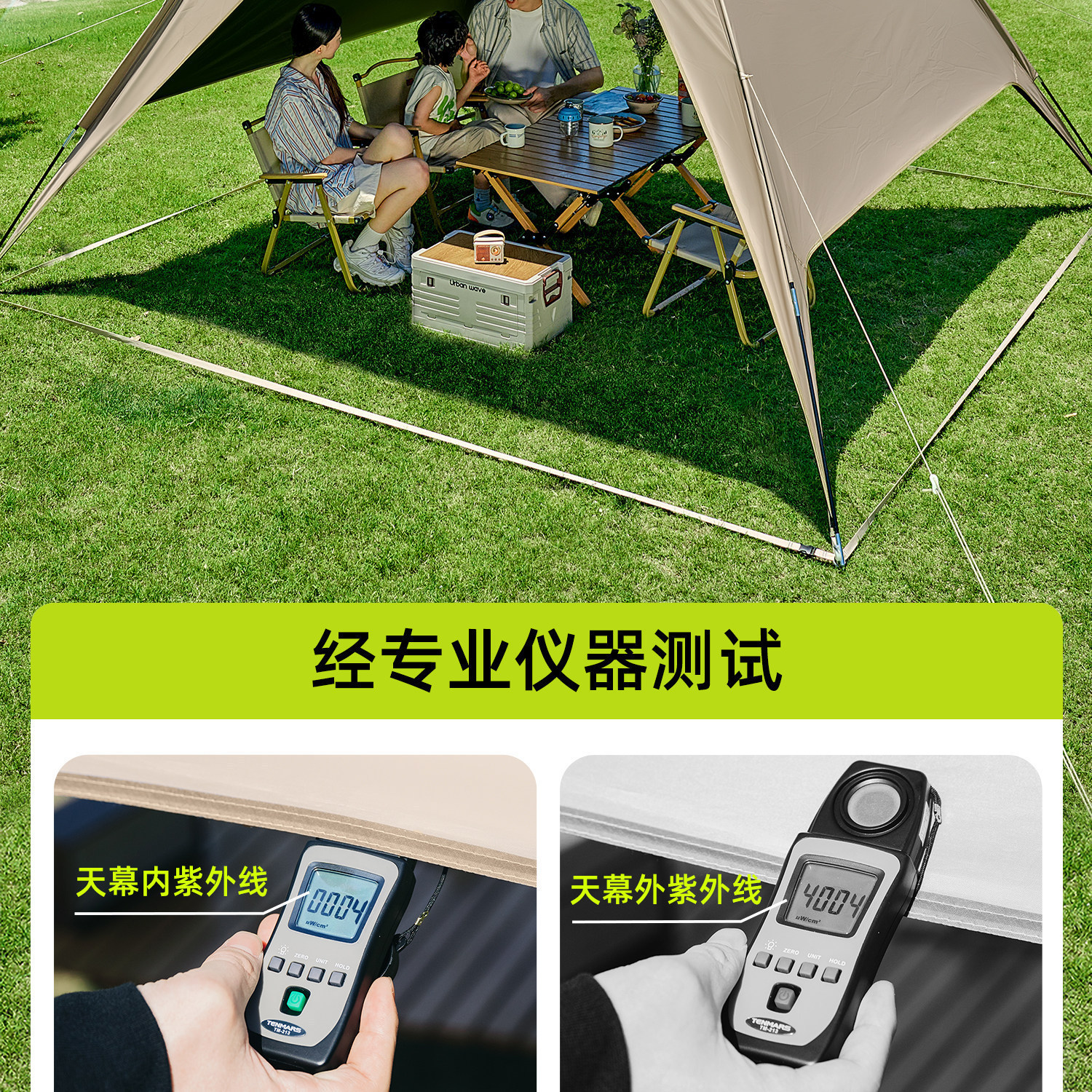 Urbanwave cross-border canopy tent, camping sunshade, portable hexagonal camping equipment, black coating, waterproof