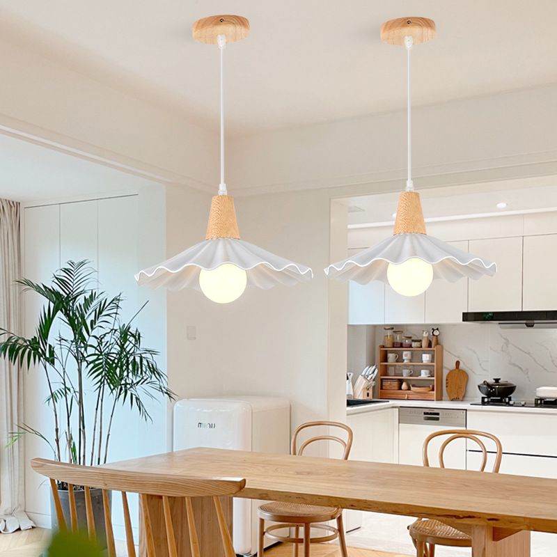 Lámpara de comedor de madera nórdica de tres cabezas mesa de comedor lámpara de Bar simple estilo japonés moderno estilo tranquilo dormitorio creativo pequeño