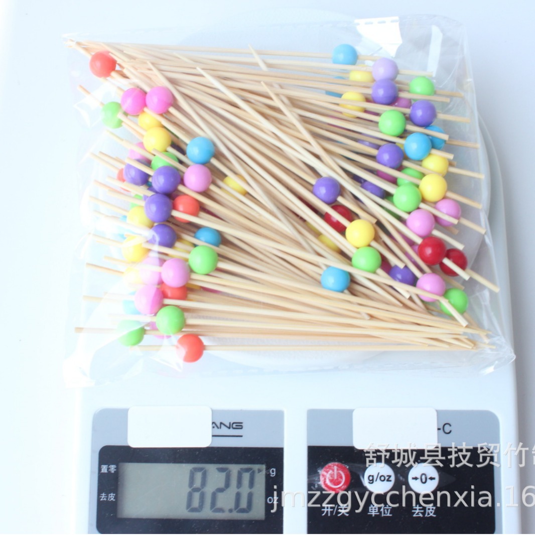 100 unids/pack fábrica en stock Venta Directa desechable color caramelo fruta palo de bambú merienda palo arte al por mayor