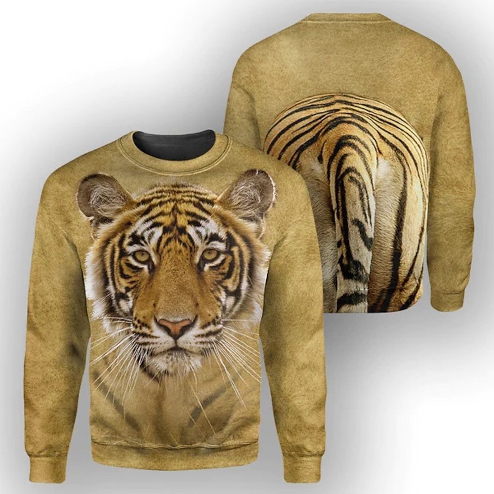 Men's Clothing men's sports pullover round neck animal cat pattern daily sports 3D printing street spring and autumn clothing_voghion.com
