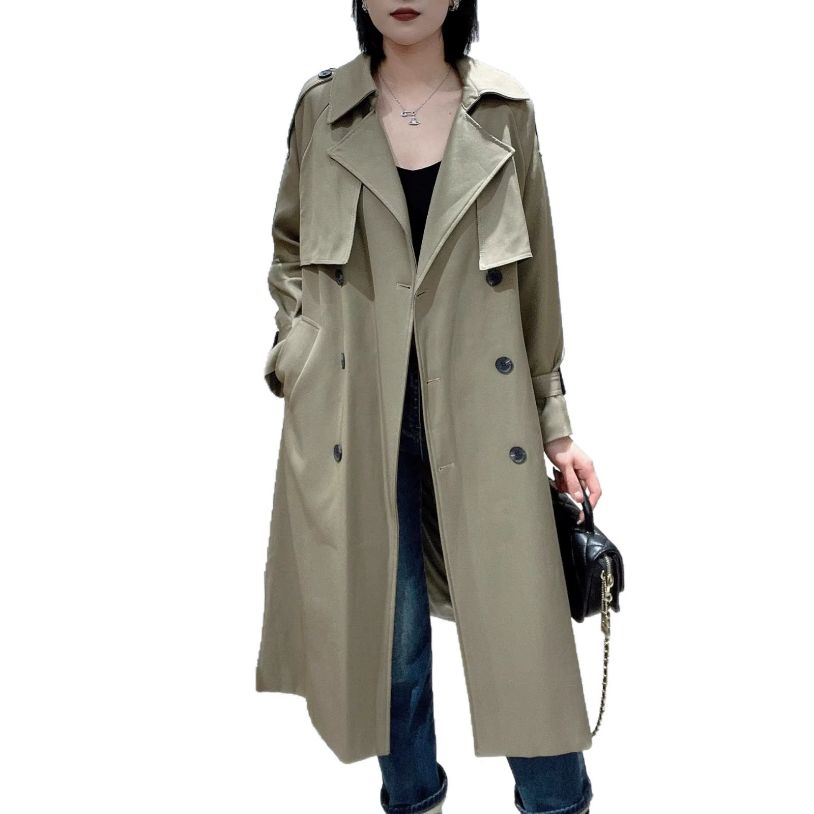 Зеленое осеннее тренч-coat, жакет, британский стиль, для подростков, облегающий