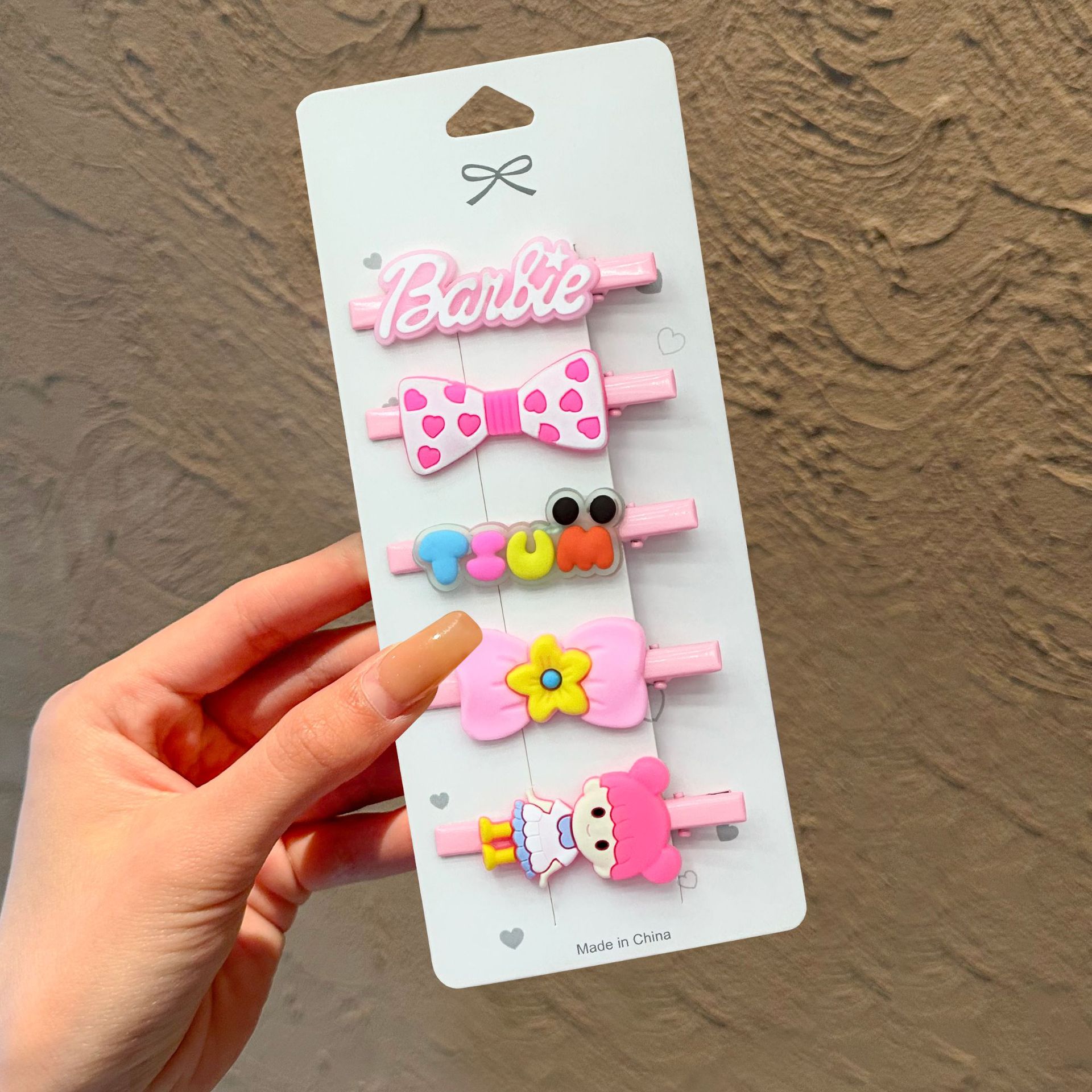 Lindo Sanrio lazo horquilla tocado niña bebé pinza de pelo roto flequillo juego de clip de una palabra para niña