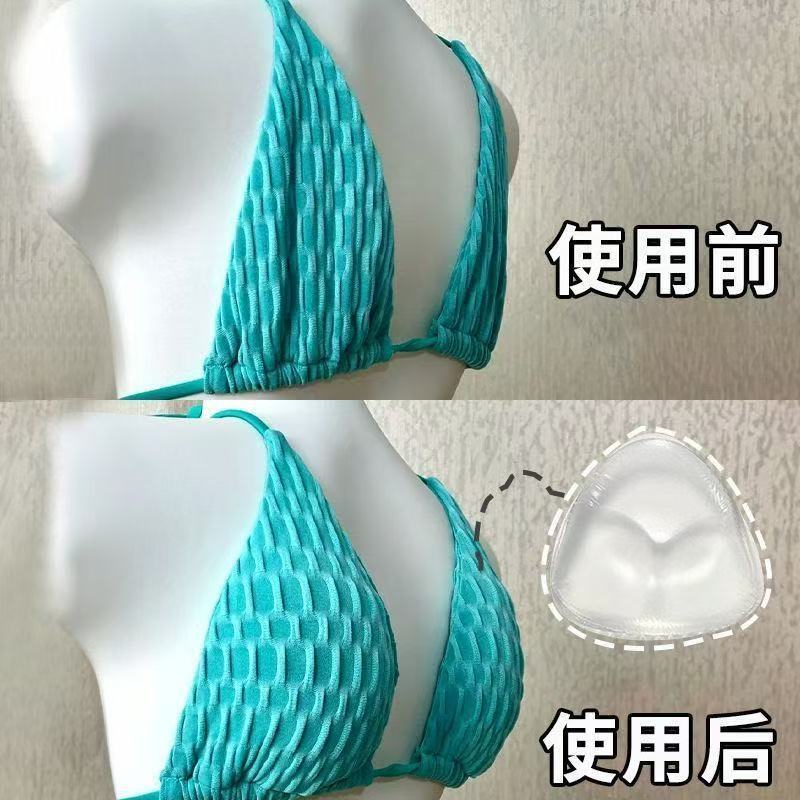 工場直販小さなかわいいシリコン胸パッドビキニ厚みのあるインサート目に見えない厚みのあるアワビシリコン胸パッド三角形|undefined