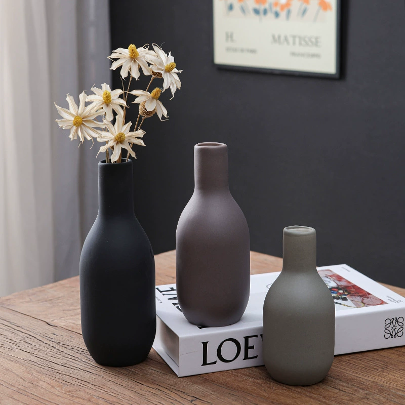 Ins ваза керамический матовый сухой цветок гидропонная ваза настольная офисная цветочная композиция набор из трех частей трансграничной оптовой