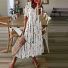 Cute long dress for leisure, European style, loose fit, V-neckline