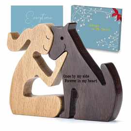 跨境木质小狗家人小狗家居组合木质摆件工艺品北欧办公创意装饰