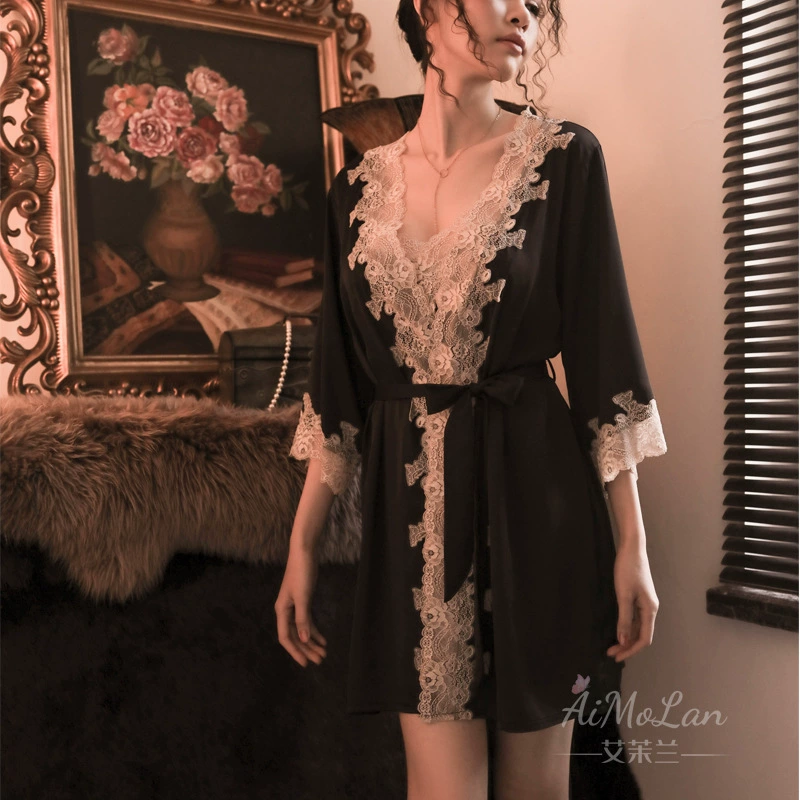 Women's Silk Summer Pajama Jacket / Short Bathrobe, Lifting Effect, One Size