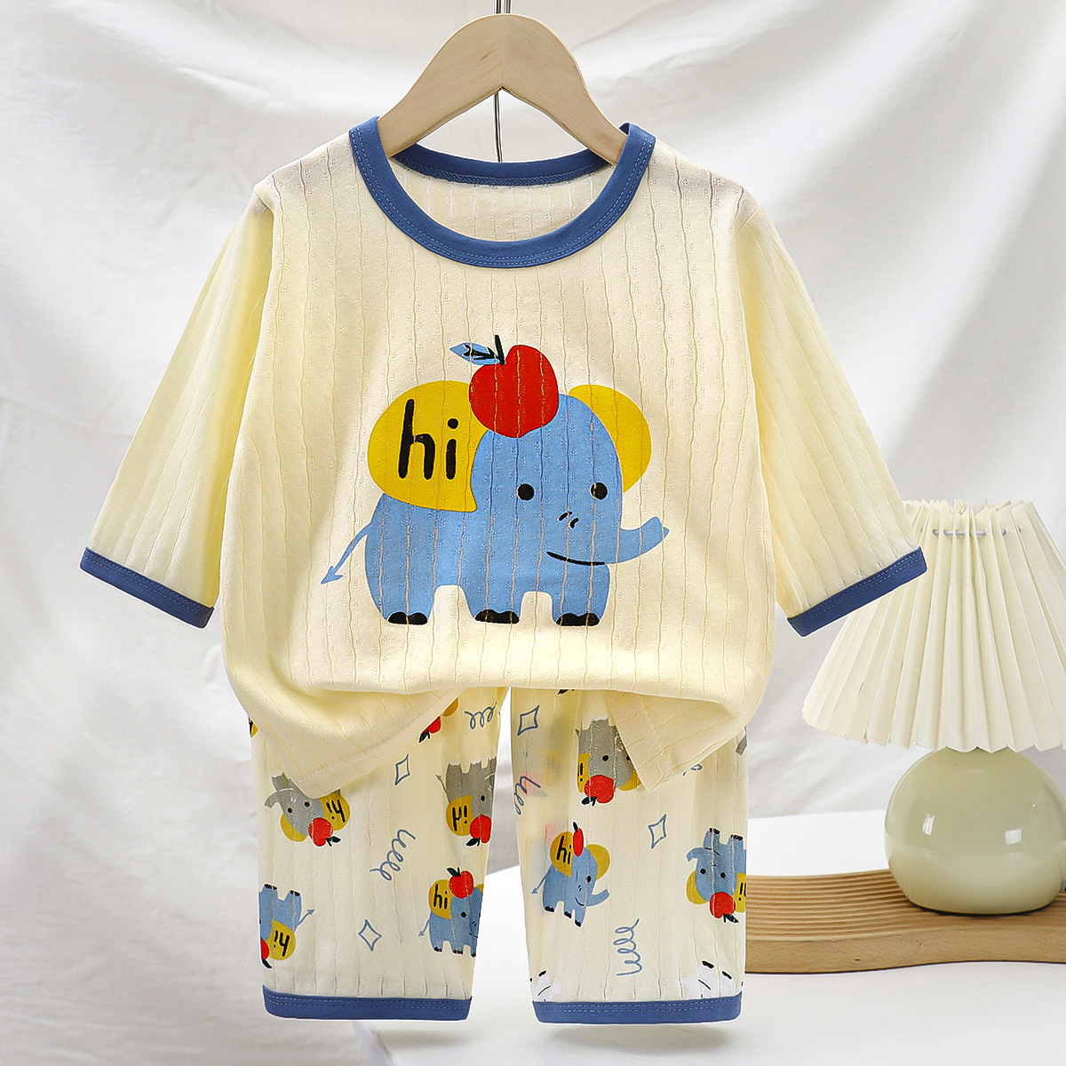 Set de ropa de hogar infantil algodón de verano pijama de niño de verano siete mangas de dos piezas de ropa de aire acondicionado de niñas ropa infantil image 1