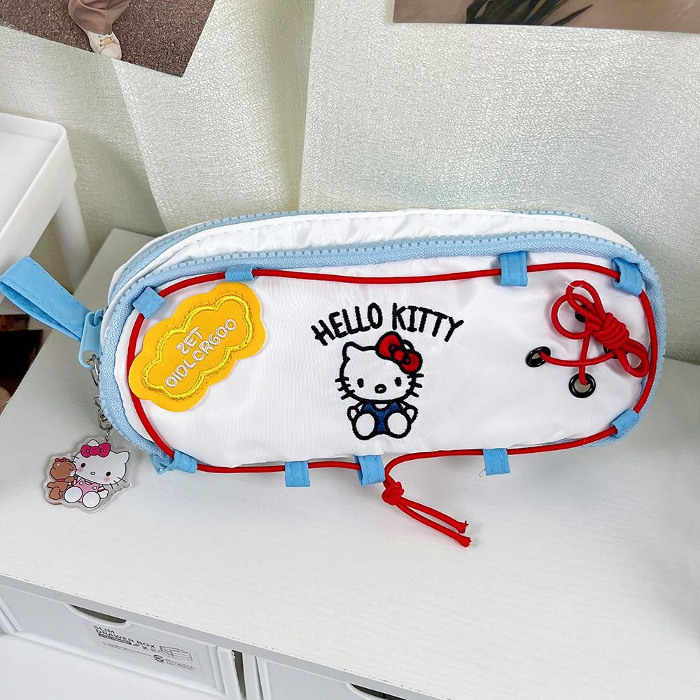 Bolsas de lápiz de alto valor facial, bolsas de lápiz bordadas hellokitty, papelería creativa de gran capacidad para estudiantes de primaria y media