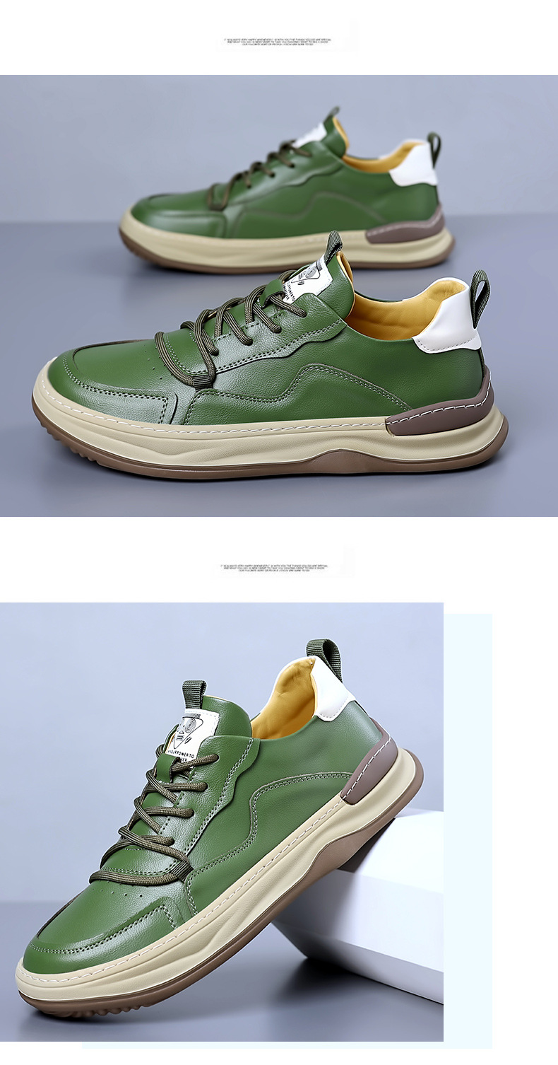 Miesten uudet syksyn pohjalliset trendikkäät kengät, hengittävät, muodikkaat, monipuoliset, ruskeat pehmeät nahkaiset vapaa-ajan kengät_voghion.com