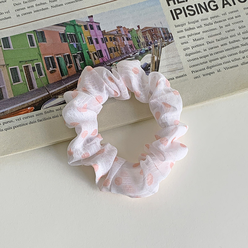Simple Cute Polka Dot Wrinkled Rubber Fabric Scrunchy display picture 3