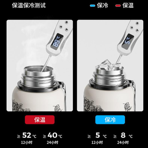 [Lid can drink from] Peony flower 316 stainless steel autumn/winter thermos cup outdoor portable tea brewing water cup