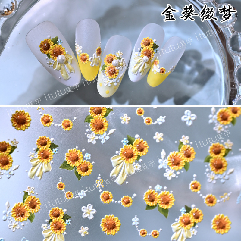 Itutu New Trendy Sunflower Chrysanthemum Daisy Nail Art Stickers Golden Sunflower Embellishment 567C Itutu New Trendy Sunflower Chrysanthemum Daisy Nail Art Stickers Golden Sunflower Embellishment 567C