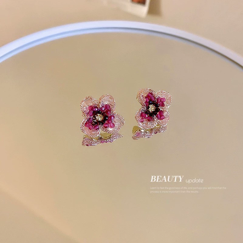 Серьги, серебряная игла 925, жемчужина и циркон floral ретро европейский стиль, лёгкий 0.036 кг