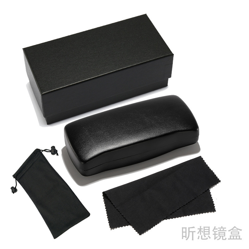 Black V Iron Box Glasses Case Set Four-Piece Imitation Cowhide Metal Sunglasses Box Anti-Pressure Sunglasses Box with Printable Log