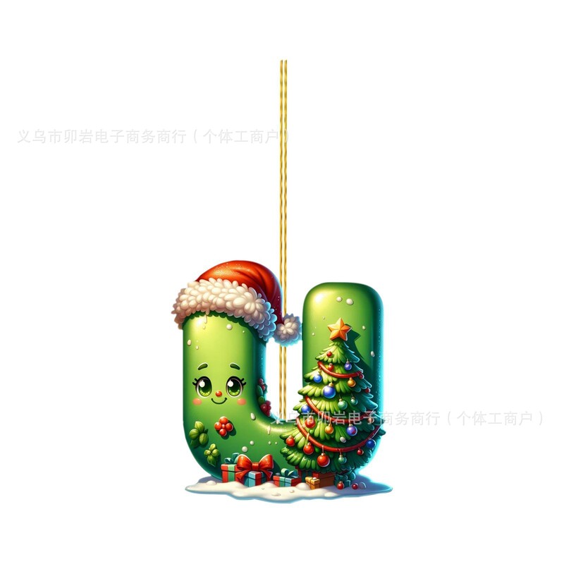 跨境2D亚克力圣诞树26字母吊坠DIY装饰挂件汽车装饰圣诞装饰挂件|undefined