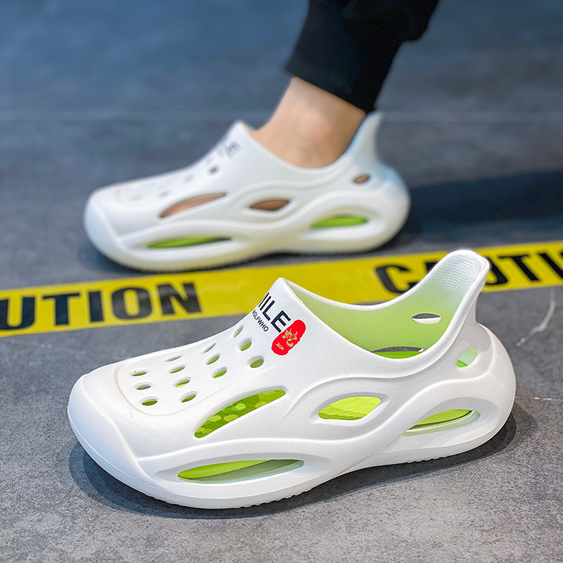 Pareja casual zapatos de playa nuevos hombres y mujeres de suela gruesa zapatillas Baotou sandalias de suela blanda zapatillas de verano zapatos con agujeros para el cabello