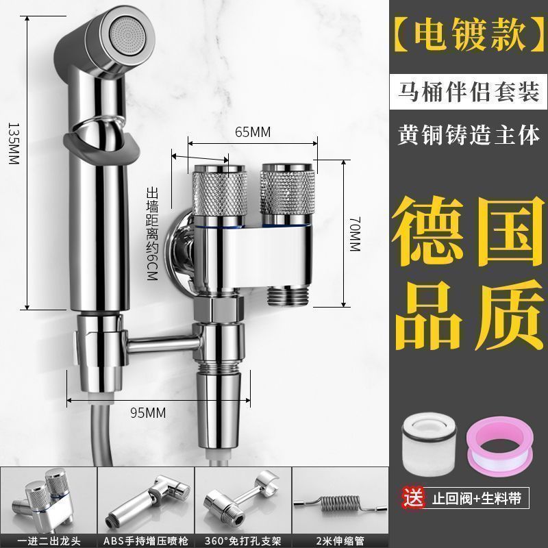 全銅製の新しいハイエンドトイレコンパニオン、1入口と2出口、ダブルコントロール、ダブル出口、強力なスプレーガン、バスルームダブルコントロールアングルバルブ|undefined