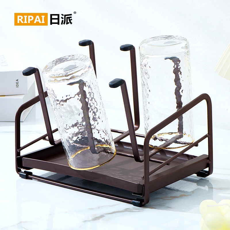 Japanese-style draining cup holder storage shelf upside-down rack tea cup glass cup tray cup stand for home living room