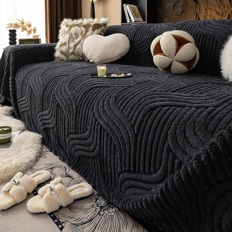 2025 nuevo estilo de alta sensación espesa toalla de sofá de algodón cojín de sofá antideslizante invierno crema de viento sofá cubierta