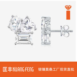 跨境新款时尚高级感耳钉小众冷淡风潮酷超闪几何轻奢质感个性耳钉
