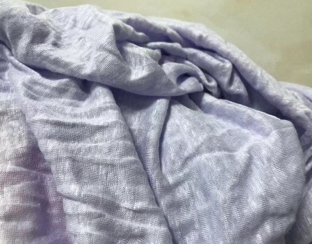 JIN口设计师面料针织亚麻100%纯麻浅紫色夏防晒衣开衫亲肤