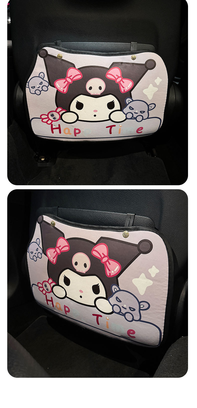 Cartoon Three Car Seat Back Anti-Kick Pads for Women, Cute Car Leather Seat Back Anti-Fouling Pads, Cartoon Protective Pads