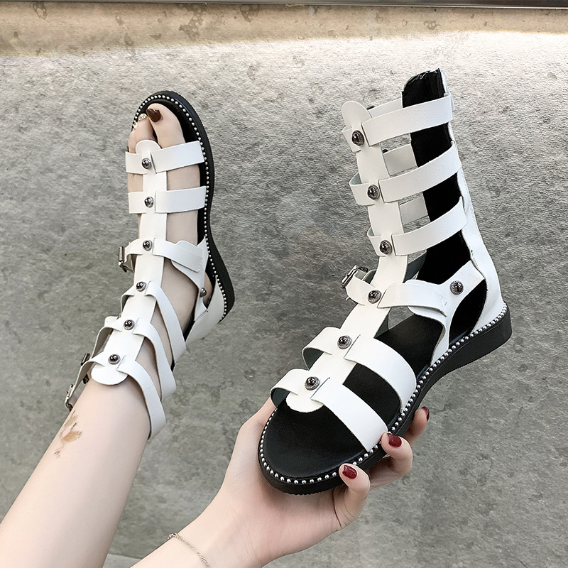 Women's Streetwear Solid Color Round Toe Strappy Sandals display picture 5