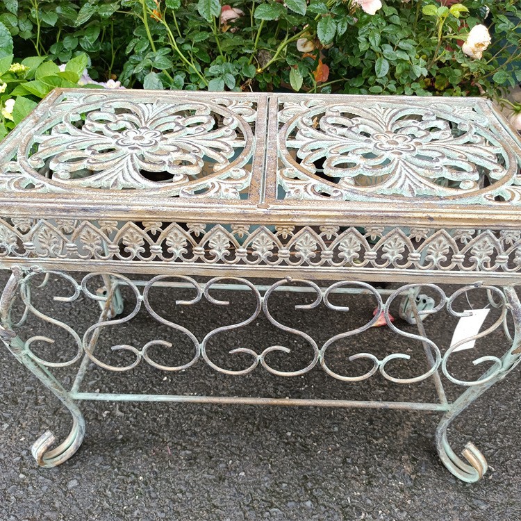 주철 직사각형 꽃 의자 스몰 사이즈 녹색