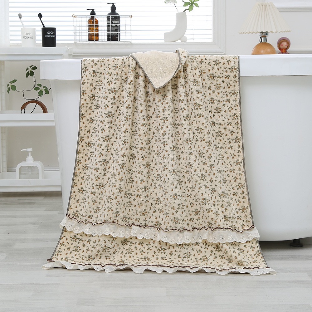 Serviette de visage en dentelle florale douce absorbante coral_voghion.com