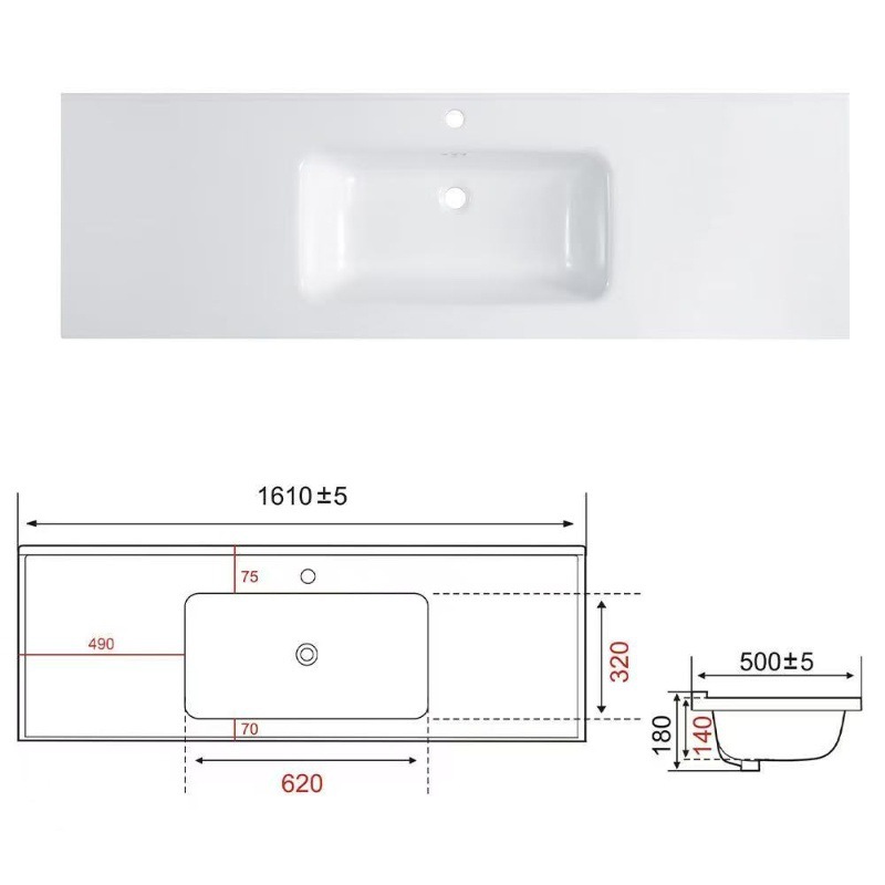 幅50cmのセラミック一体型洗面器、Lサイズ、幅55cm、カット可能な角とエッジの洗面台、幅60cmの洗濯機用洗面器|undefined