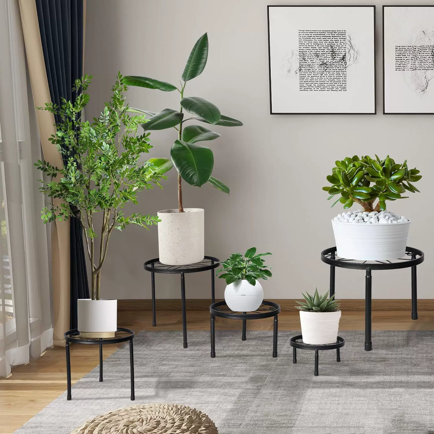 5件装金属植物架，适用于重型盆栽植物、室外和室内植物架、大容