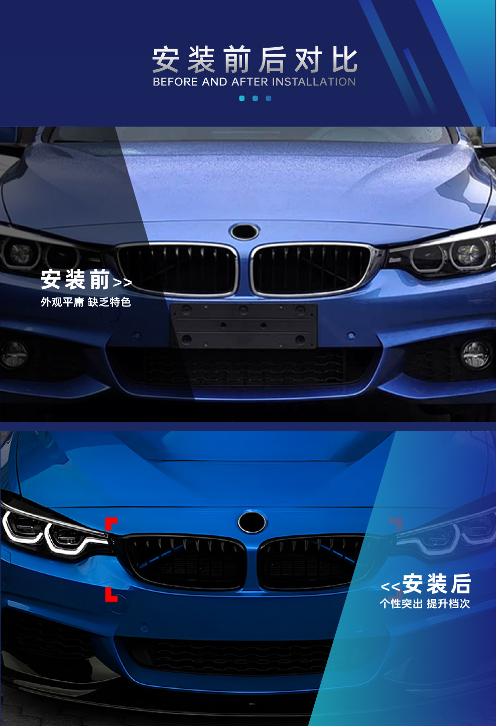 Suitable for Bmw 4 Series F32 F33 F36 2014-2020 Single/Double Line Grille Without Lights, Cross-Border Modification