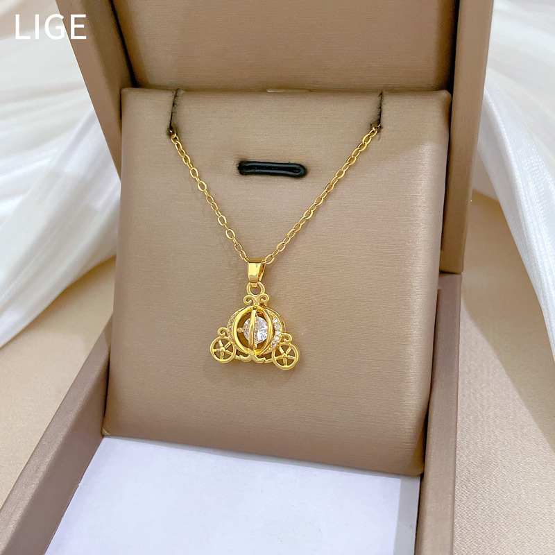 Collier De Luxe Scintillant Strass Pour Femme Chaîne En Acier_voghion.com