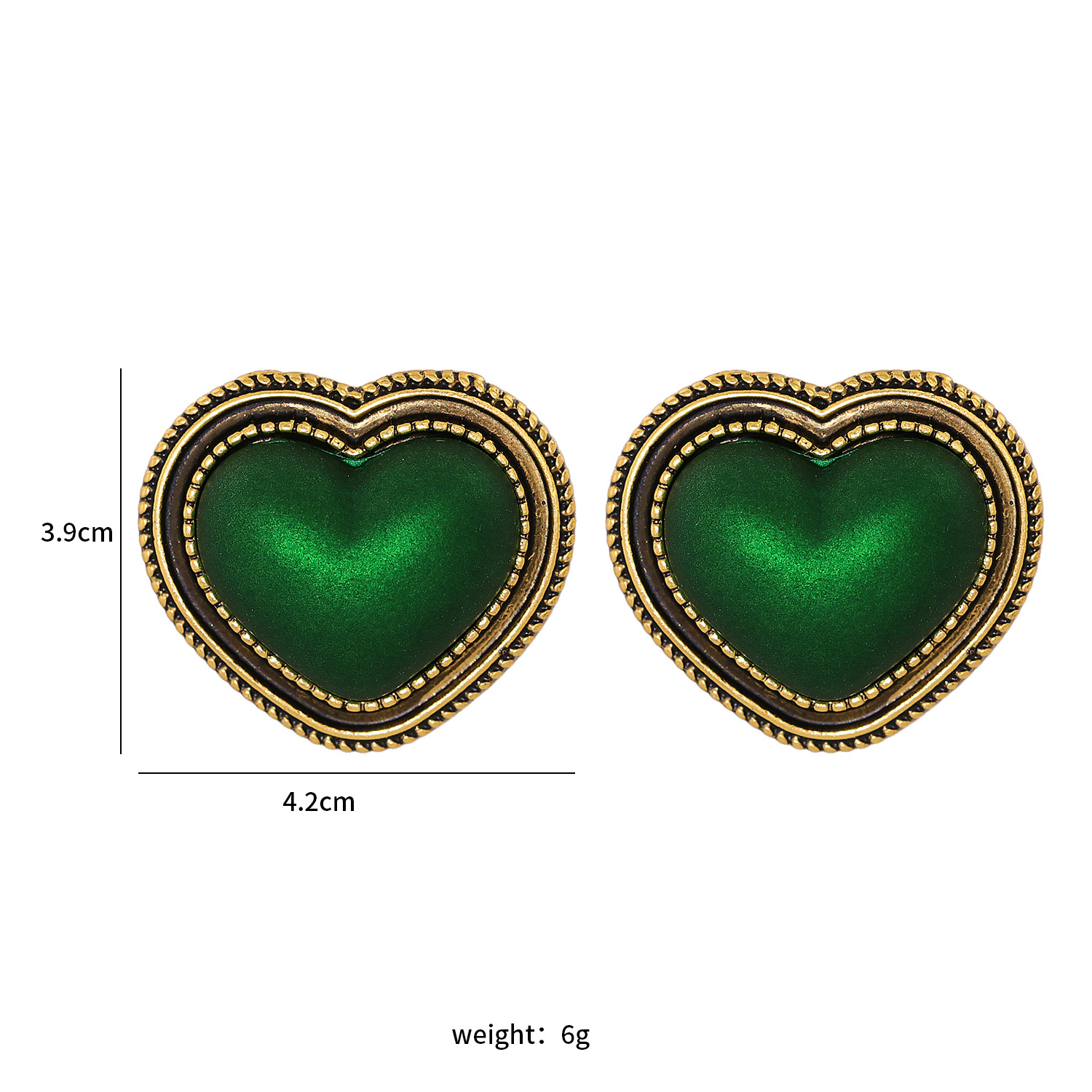 Retro Big Peach Heart-shaped Earrings display picture 17