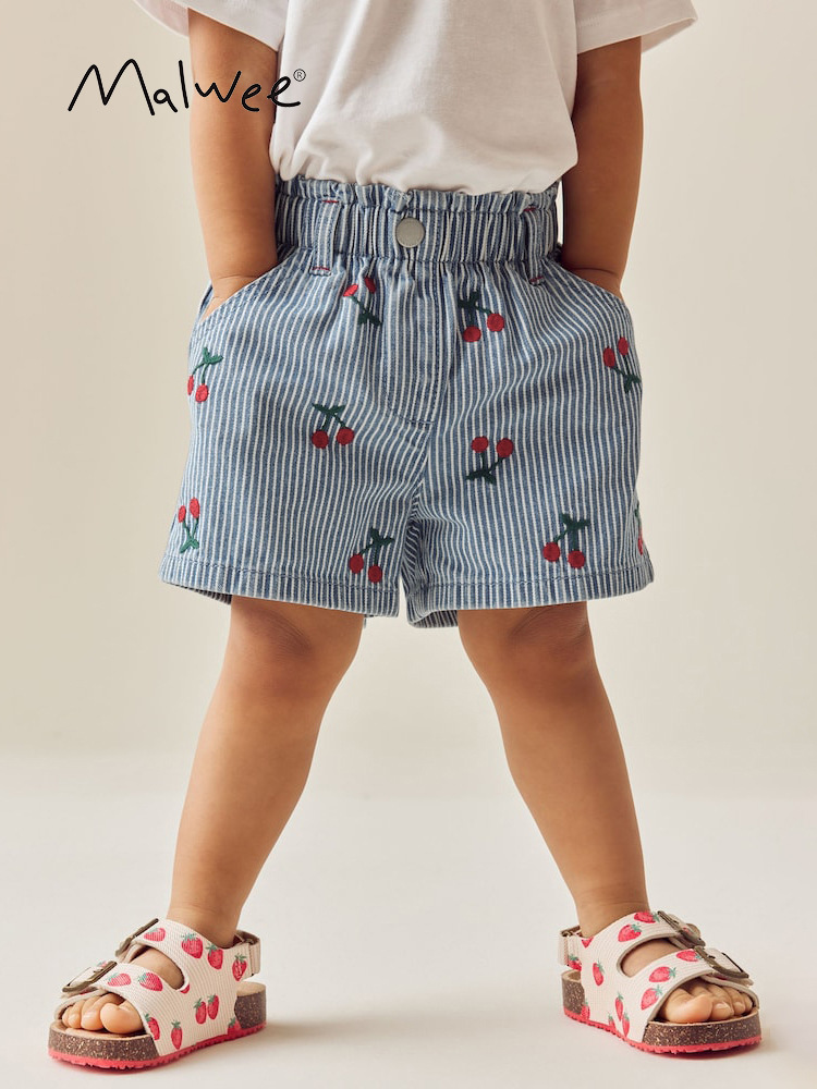 Transfronterizo malwee jeans de niñas verano nuevo estilo europeo y americano pantalones cortos de cintura elásticos de niñas pantalones de estilo occidental