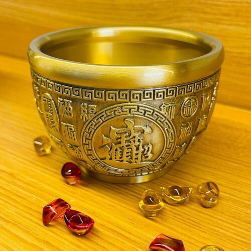 Brass Baifu Cylinder Brass Rice Cylinder Treasure Bowl Rice Cylinder Lucky Cylinder Desktop Small Copper Ornaments Ashtray Copper Cylinder Wholesale
