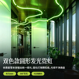 新款荧光绿圆形硅胶灯条定制LED霓虹线条灯12/24V非标定制工厂
