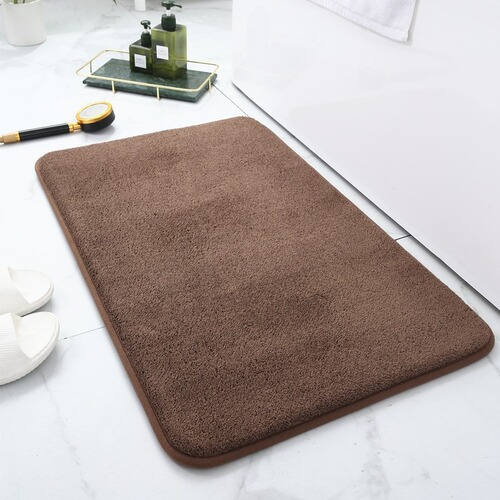 Carpet solid coral plush mat with thick memory foam anti-slip foot mat bathroom water-absorbent quick-dry door mat