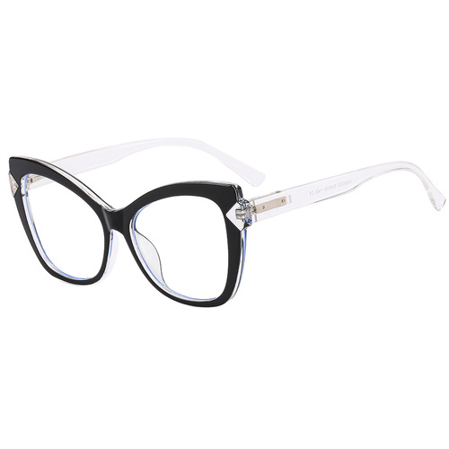 Fashionable Transparent Anti-Blue Light Glasses Wholesale 2024 New Arrival European and American Style Cross-border Spring-Hinge Plain Glasses with Myopia Frames