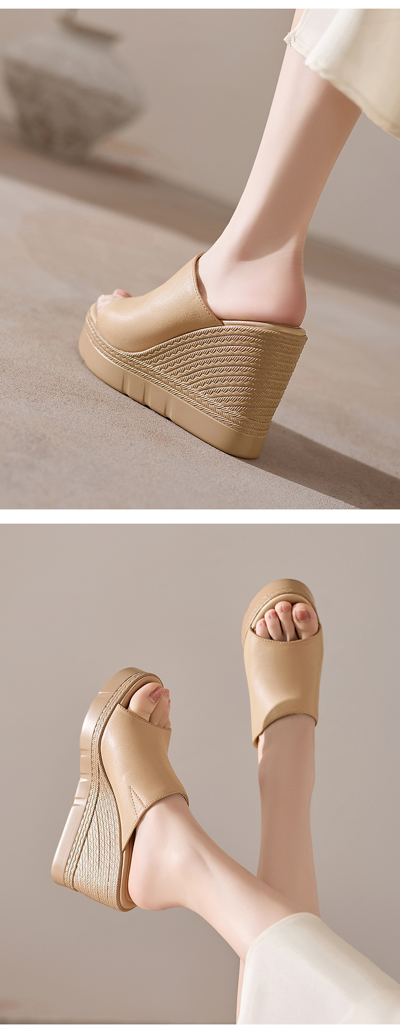 Sandal cao gót nữ hở mũi đế dày 10 cm — đen chi tiết 6