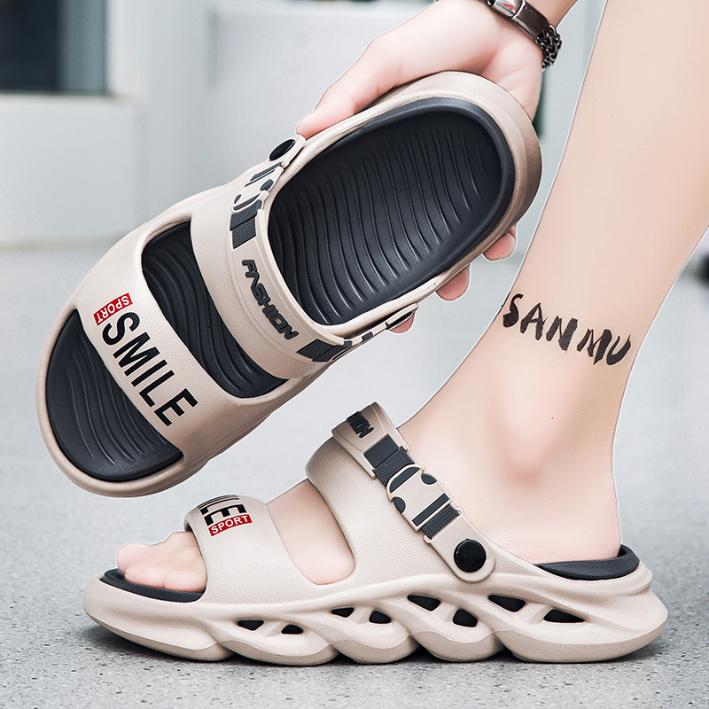 Zapatillas de pelo nuevo estilo de verano para hombres, antideslizante, transpirable, pisando mierda, sandalias deportivas de doble uso para conducir