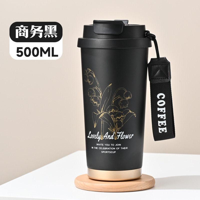 Taza de café de acero inoxidable 316 taza de cerámica de alta belleza ins taza de automóvil portátil de niñas al por mayor