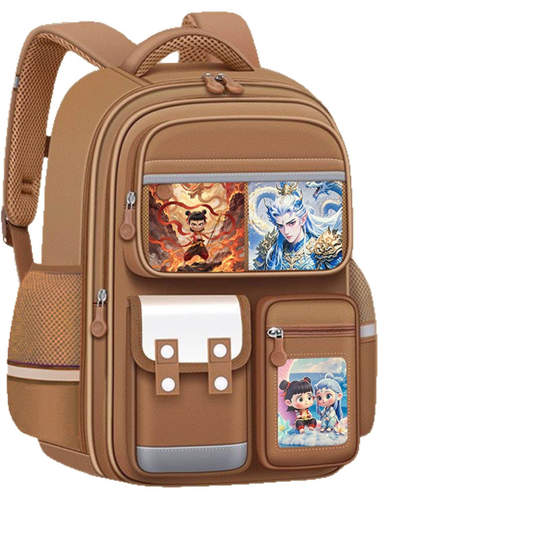 Nezha niño mágico haciendo caricaturas de mar, bolsas escolares para niños de primaria para niños de grado 1,234,56 mochila para reducir la carga