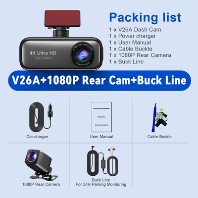 Parking Monitoring Gps Reversing Image, Driving recorder - standard-4k-front-rear-step-down-line
